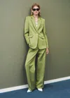 Mango Linen-blend Suit Blazer In Green