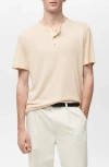 Mango Linen Blend T-shirt In Ivory White