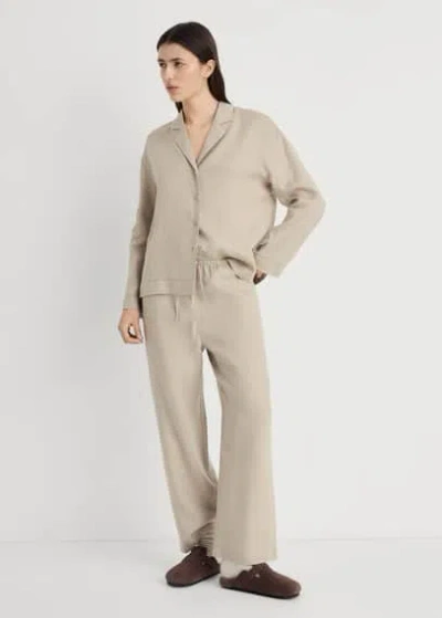 Mango Linen-blend Trousers Sand
