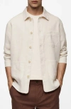 Mango Linen Button-up Overshirt In Off White