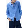 Mango Linen Button-up Shirt In Blue