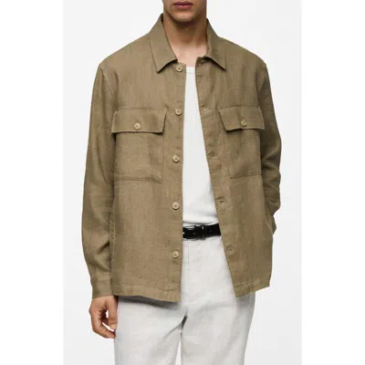 MANGO MANGO LINEN BUTTON-UP SHIRT JACKET