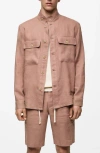 Mango Men's Linen Pockets Detail Overshirt In Pastel Pink