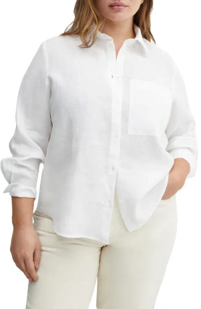 Mango Linen Button-up Shirt In Off White