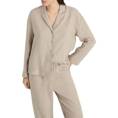 Mango Linen Button-up Shirt In Sand