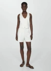 Mango Linen Button Vest White