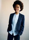 Mango Kids' Linen Buttons Blazer Dark Navy