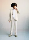 Mango Linen Buttons Blazer Sand In Sand