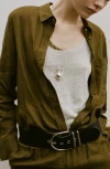 Mango Linen Button-up Shirt In Green
