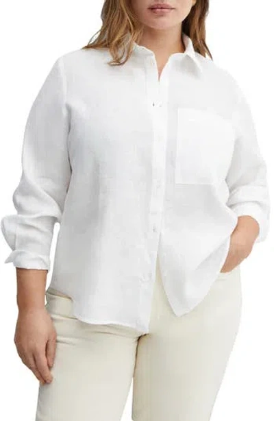 Mango Linen Button-up Shirt In Off White