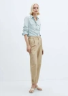 MANGO LINEN CARGO PANTS BEIGE