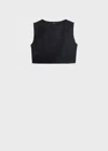 Mango Linen Crop Top Black