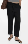 Mango Straight Leg Modal Blend Crop Pants In Black