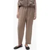 Mango Linen Drawstring Pants In Medium Brown