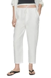 Mango Linen Drawstring Pants In White