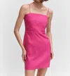 Mango Linen Dress With Bead Detail In Fuchsia In Pink