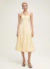 MANGO LINEN DRESS WITH PUFFED HEM PASTEL YELLOW
