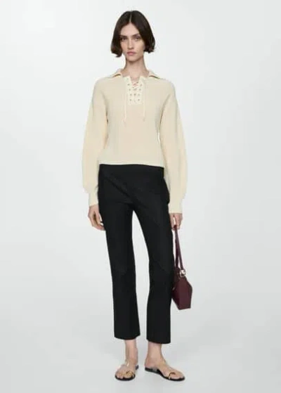 Mango Pantalon Flare Lin In Noir