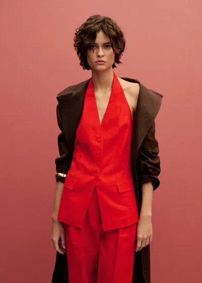 Mango Halter Suit Vest In Red