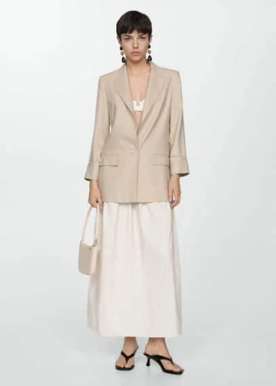 Mango Linen Jacket With Buttoned Cuffs Light/pastel Grey