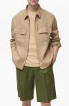 Mango Relaxed Fit Cotton Blend Jacket In Brown
