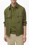 Mango Linen Jacket With Pockets In Green