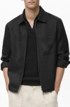 Mango Linen Jacket With Zip Closure In Black
