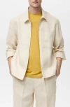 Mango Linen Jacket With Zip Closure In Ivory White