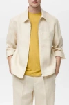 Mango Linen Jacket With Zip Closure In White