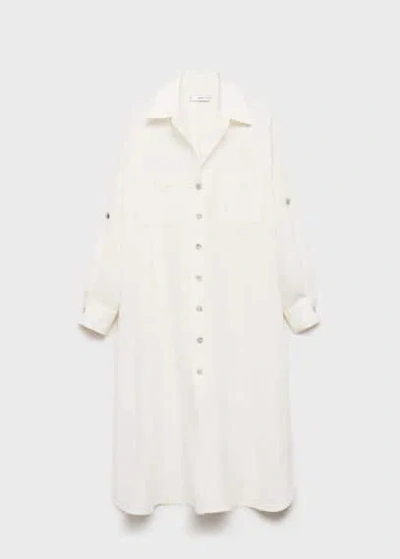 Mango Linen Long Shirt Vanilla