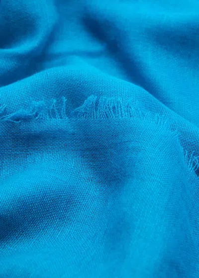 Mango Linen Mix Scarf With Frayed Ends Blue