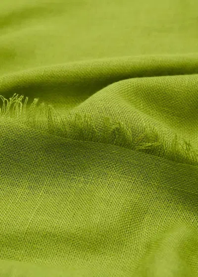 Mango Linen Mix Scarf With Frayed Ends Green