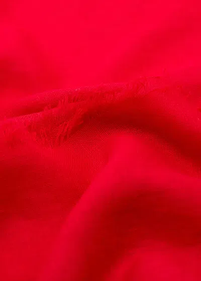 Mango Linen Mix Scarf With Frayed Ends Red