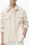Mango Linen Overshirt With Pockets In Neutral