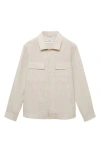 Mango Linen Overshirt With Pockets In Sand