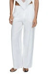 Mango Linen Pants In White