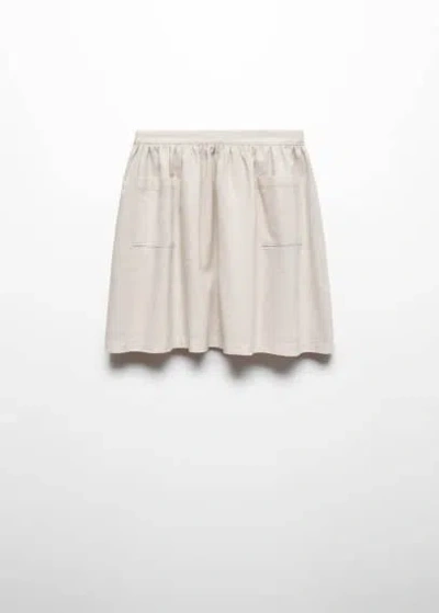 Mango Kids' Linen Pocketed Skirt Light/pastel Grey In Light,pastel Grey