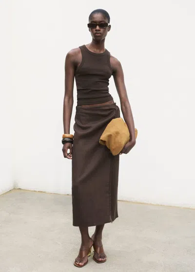 Mango Jupe Paréo Lin Chocolat - Femme - S -  In Brown