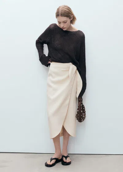 Mango Linen Sarong Skirt In Gris Clair/pastel