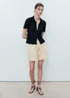 Mango Linen Shorts With Drawstring Beige