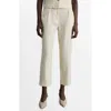 Mango Linen Straight Leg Crop Pants In Beige