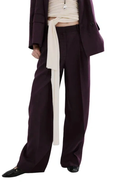 Mango Linen Straight Leg Suit Pants In Purple