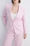 Mango Linen Suit Blazer In Pink