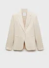 Mango Linen Suit Blazer In Light/pastel Grey
