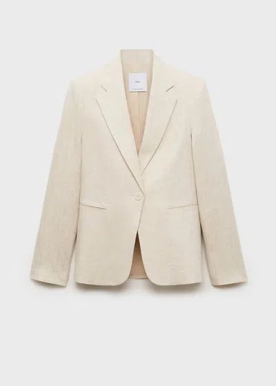 Mango Linen Suit Blazer In Light/pastel Grey
