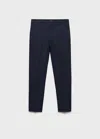 Mango Kids' Linen Suit Trousers Dark Navy