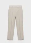 Mango Linen Suit Trousers In Light/pastel Grey