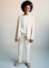 Mango Linen Buttons Blazer Sand In Sand