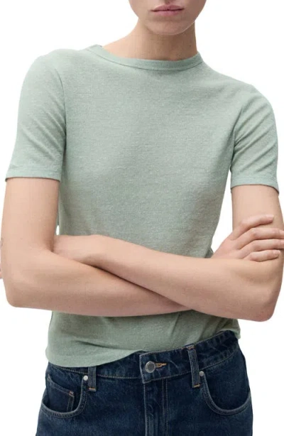Mango Linen T-shirt In Green