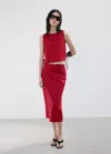 Mango Linen Top With Bows In Red